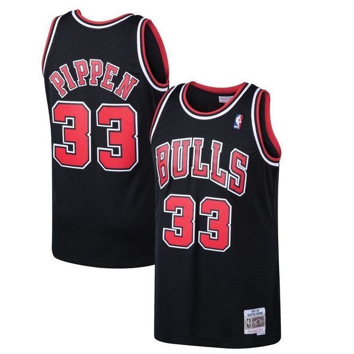 Men Chicago Bulls #33 Pippen Black red NBA Jerseys->new york jets->NFL Jersey
